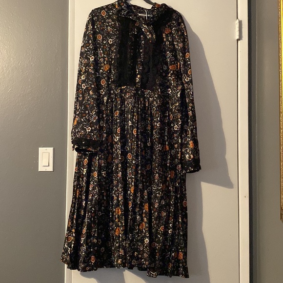 Dalia Macphee | Dresses | Nwtdalia Macphee Dark Floral Long Sleeve Midi ...